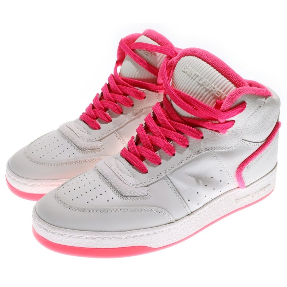 SAINT LAURENT PARIS サンローランパリ SL 80 レザー ハイカットスニーカー シューズ ホワイト ピンク 711250