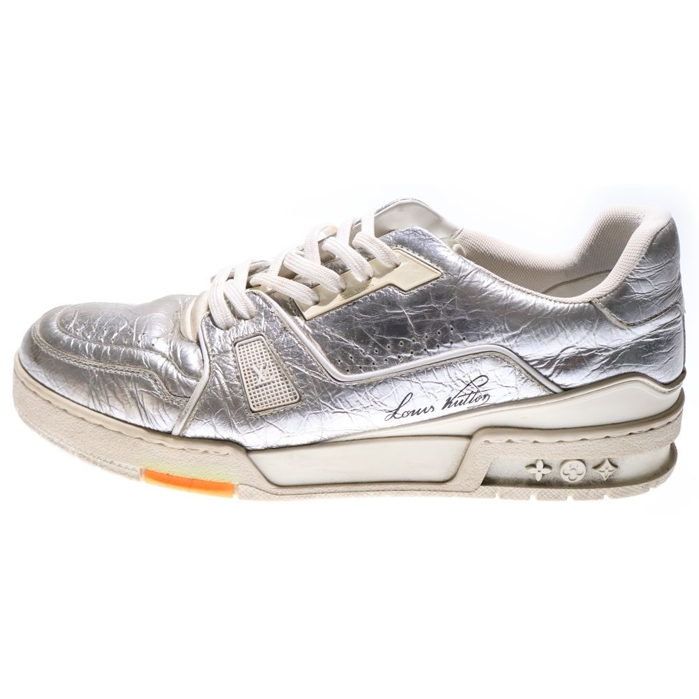 LOUIS VUITTON ルイヴィトン LV Trainer 1 A 5 AHY LVトレイナー ライン レザーローカットスニーカー シルバー