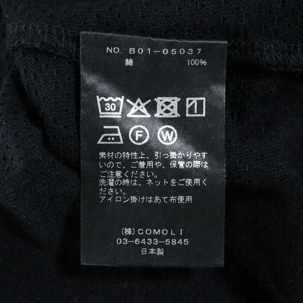 COMOLI コモリ 25 SS コットンメッシュ ノースリーブ カットソー ブラック B 01‐05037 春コーデ その他 