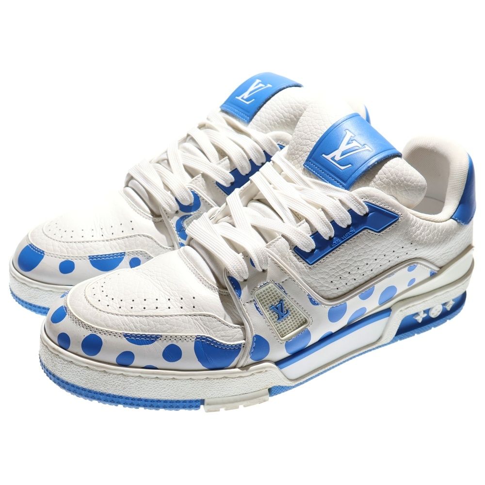 LOUIS VUITTON ルイヴィトン ×YK LV Trainer 1 ABD G ×草間彌生 LVトレイナー ライン ローカットスニーカー ホワイト ライトブルー