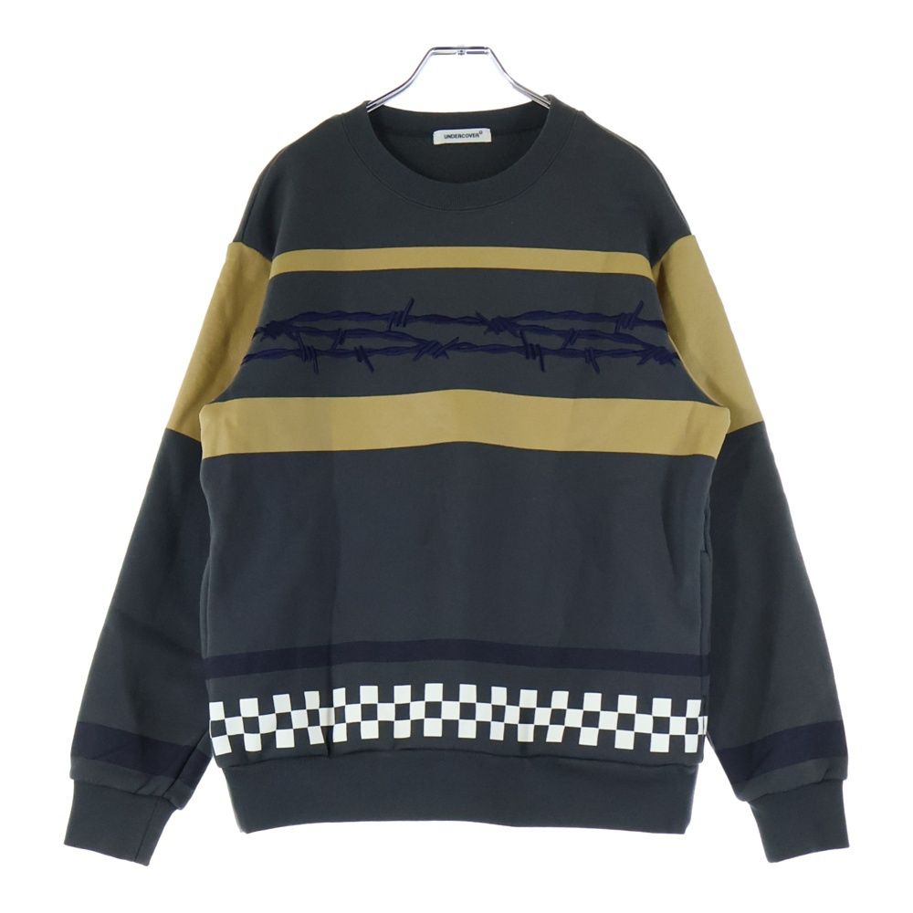 アンダーカバー 24 AW ワイヤー刺繍 クルーネックスウェット トレーナー グレー イエロー -1