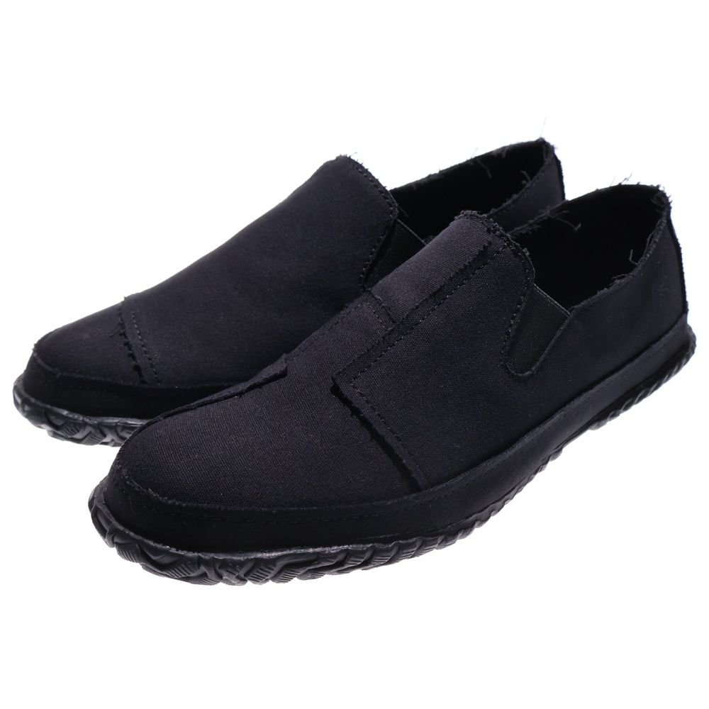Yohji Yamamoto POUR HOMME ヨウジヤマモト プールオム 24 SS クレイジーパターン キャンバス生地 ダメージ加工 ローカットスニーカー スリッポン ブラック HS E 02 061 3 04