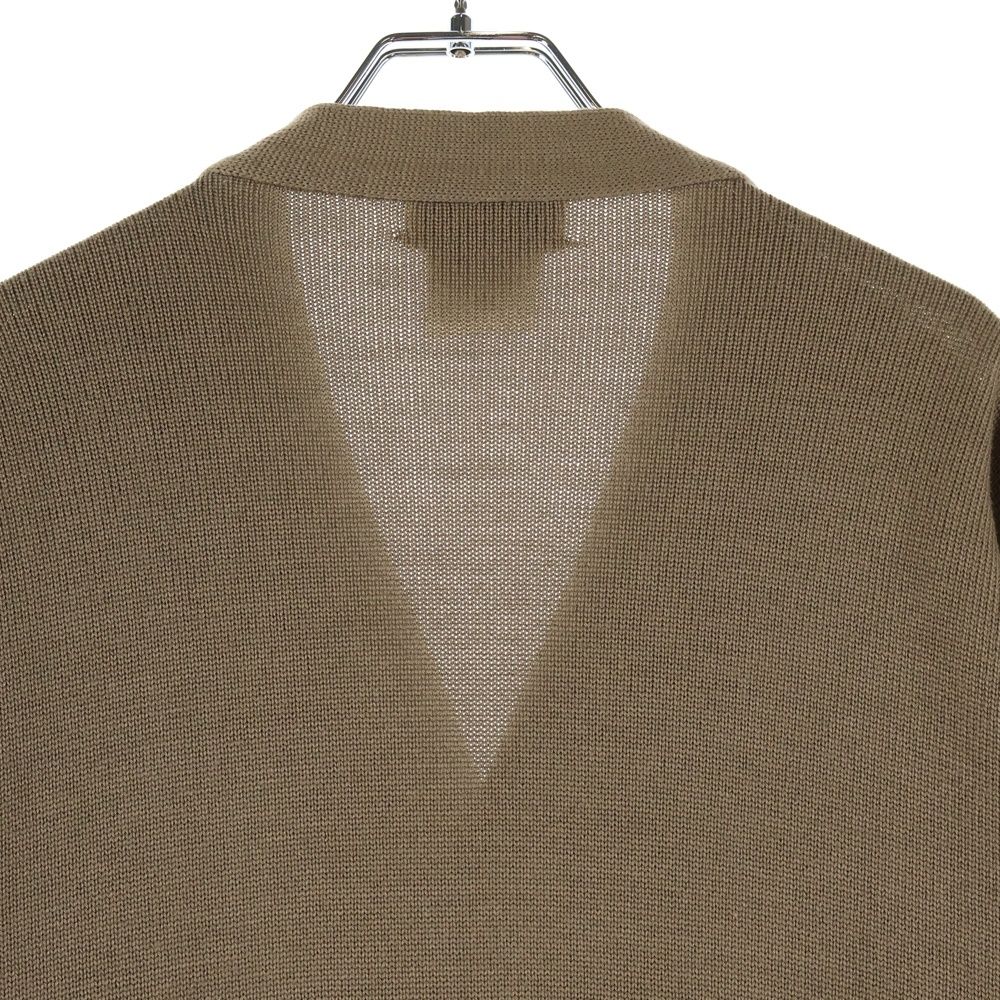 HERMES (エルメス) スエード切り替え シルク カシミヤ混 ウール ニット