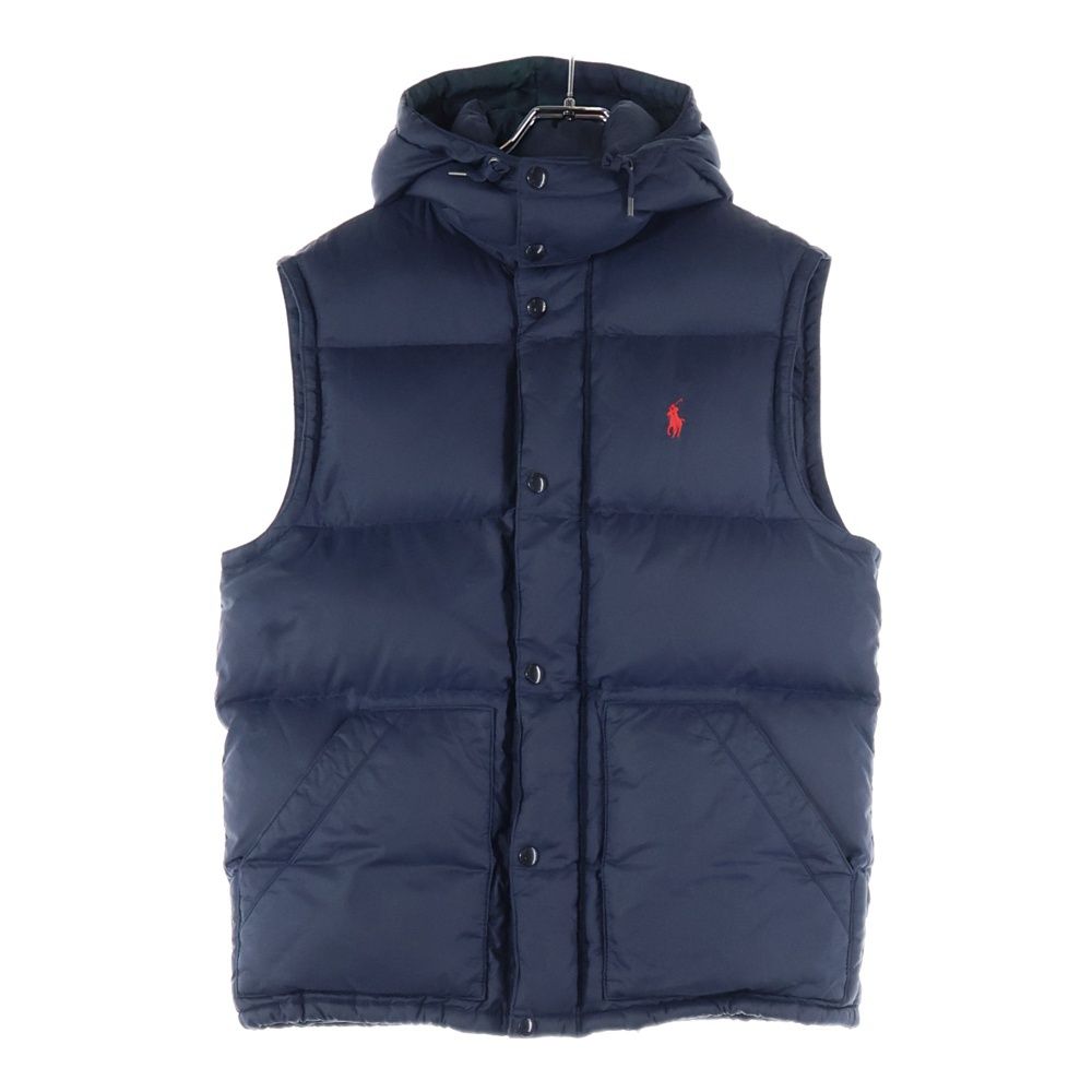 ポロラルフローレン ダウン ベスト ジャケット ロゴ刺繍 M 茶 フェザー POLO RALPH LAUREN (ポロラルフローレン) フロントロゴ刺繍 フェザー