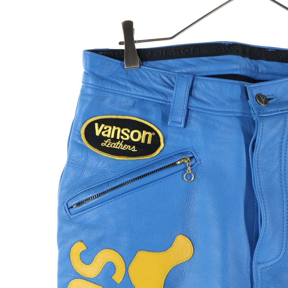SUPREME シュプリーム 17 AW Vanson Leather Bones Pant バンソン ボーンレザーレーシングパンツ ブルー トレンド感 ビジネスカジュアル