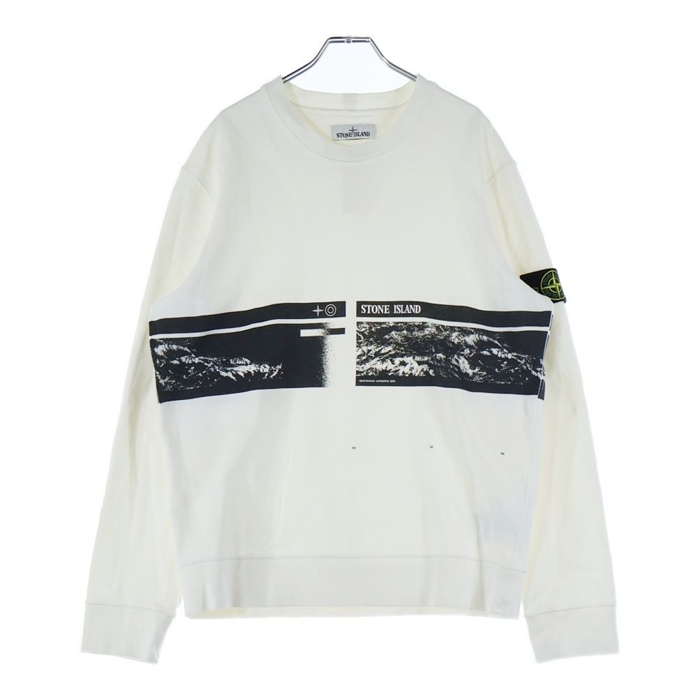 STONE ISLAND ストーンアイランド 20 SS Printing Round Neck Pullover ロゴパッチ プリント ラウンドネック プルオーバー スウェットトレーナー ホワイト