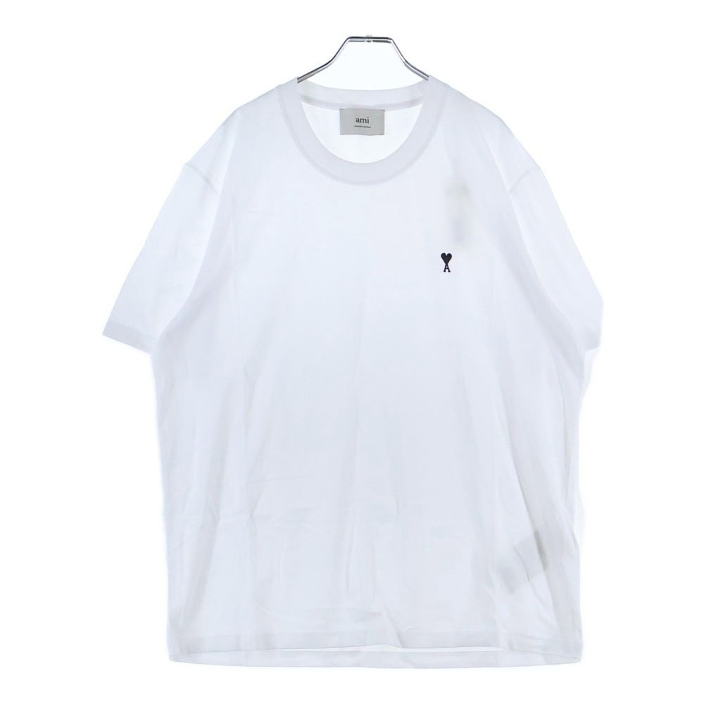 ami アミ De Coeur ドゥ クール ハートロゴ刺繍 クルーネック 半袖Tシャツ カットソー ホワイト HTS 346 724