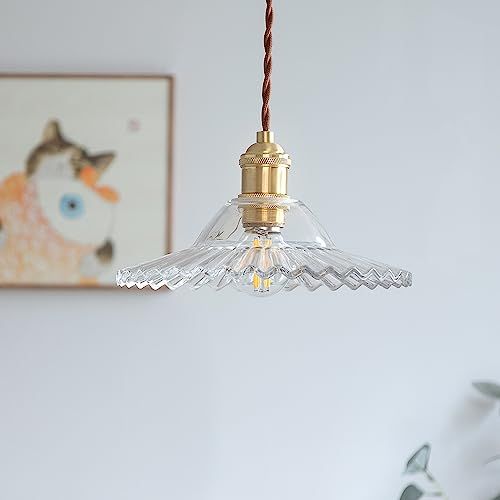 新品】真鍮 ガラス ペンダントライト - 北欧 おしゃれ 昭和 レトロ