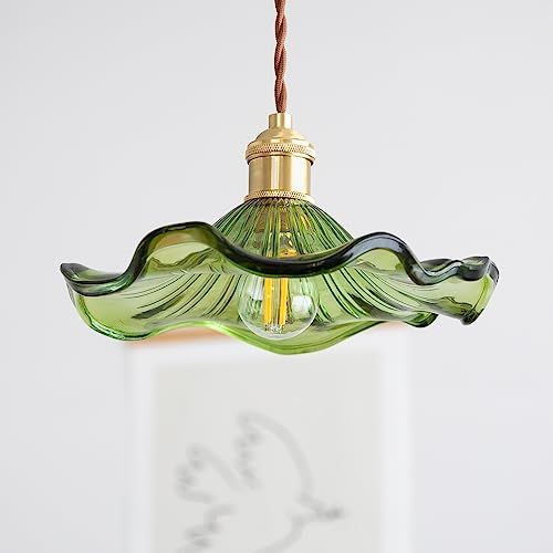 新品】真鍮 グラス シェード ペンダントライト オシャレ 昭和レトロ