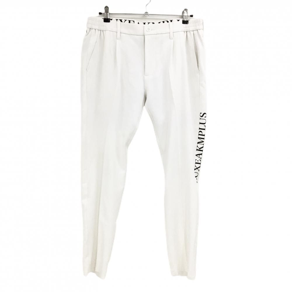リュクスエイケイエムプラス パンツ 白 サイドロゴ ストレッチ メンズ