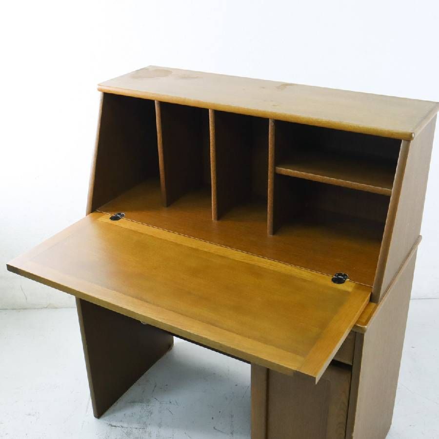 浜本工芸 ナラ無垢材 ライティングデスク ビューロー 書斎机 国産家具