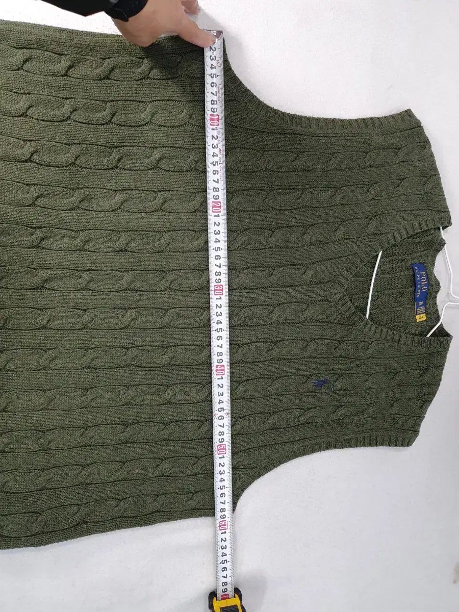ポロラルフローレン ケーブル編みニット コットン ケーブル ベスト オリーブ カーキ 新モデルタグ XL