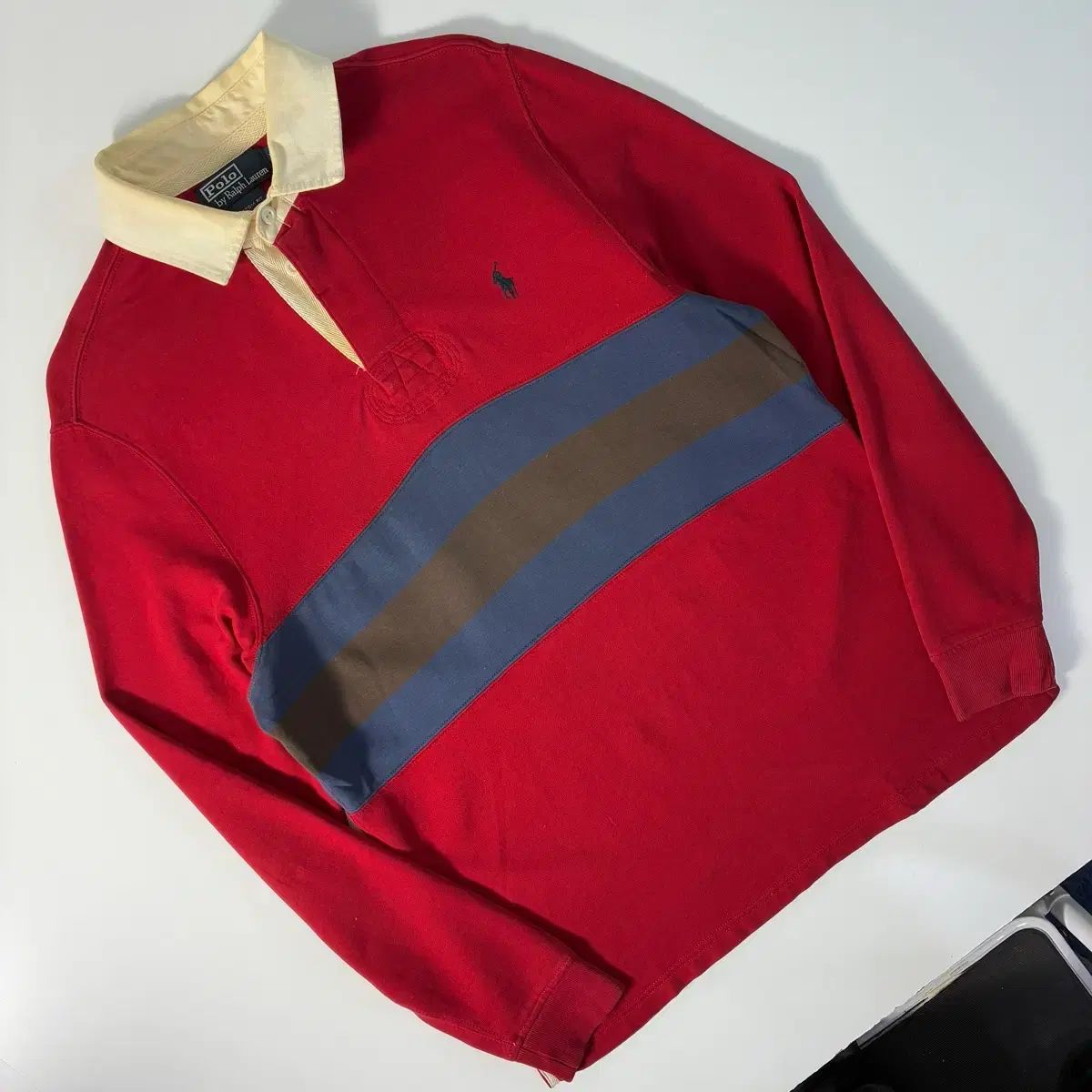 POLO RALPH LAUREN 00 s 刺繍ボーダー柄ラグビーシャツ