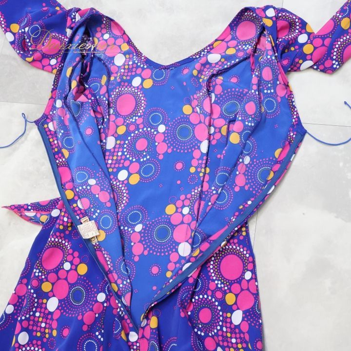 フラメンコ 衣装 ワンピース ドレス 青 ピンク 柄 模様 フリル CANELA