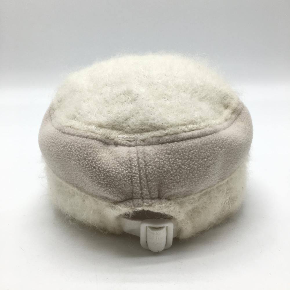 マンシングウェア ファーワークキャップ 白×ブラウン ロゴワッペン ウール混 F(55-59cm)  ゴルフウェア Munsingwear