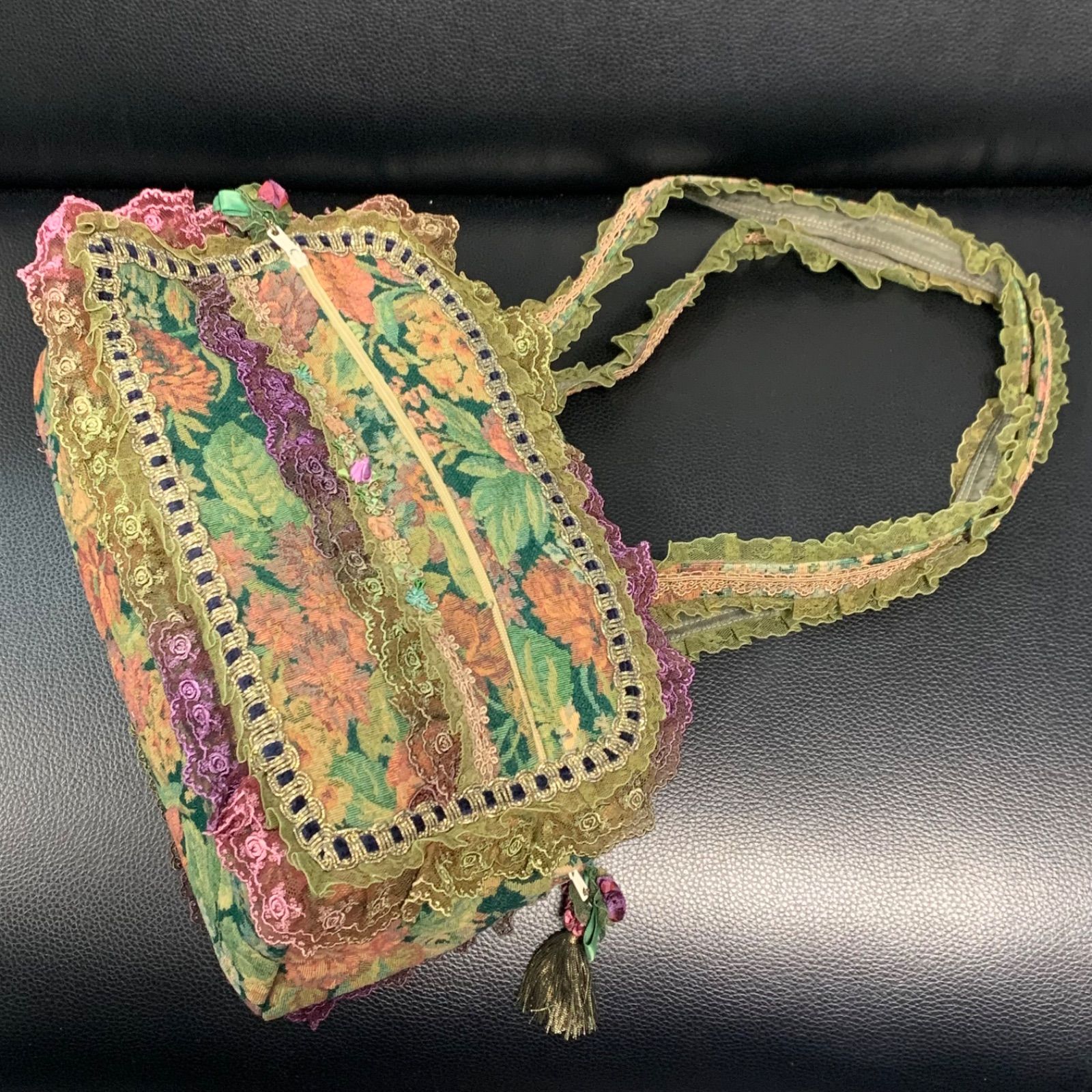 最終値下げ 美品 chimaki 日本製 フリル レース 花 ショルダーバッグ