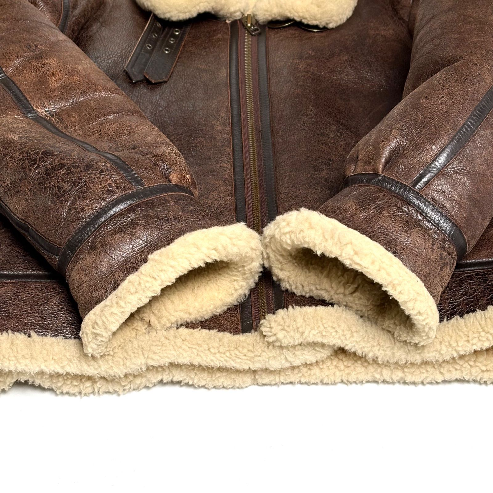 羊革】WIND ARMOR レザージャケット 茶 3L ムートンジャケット B-3