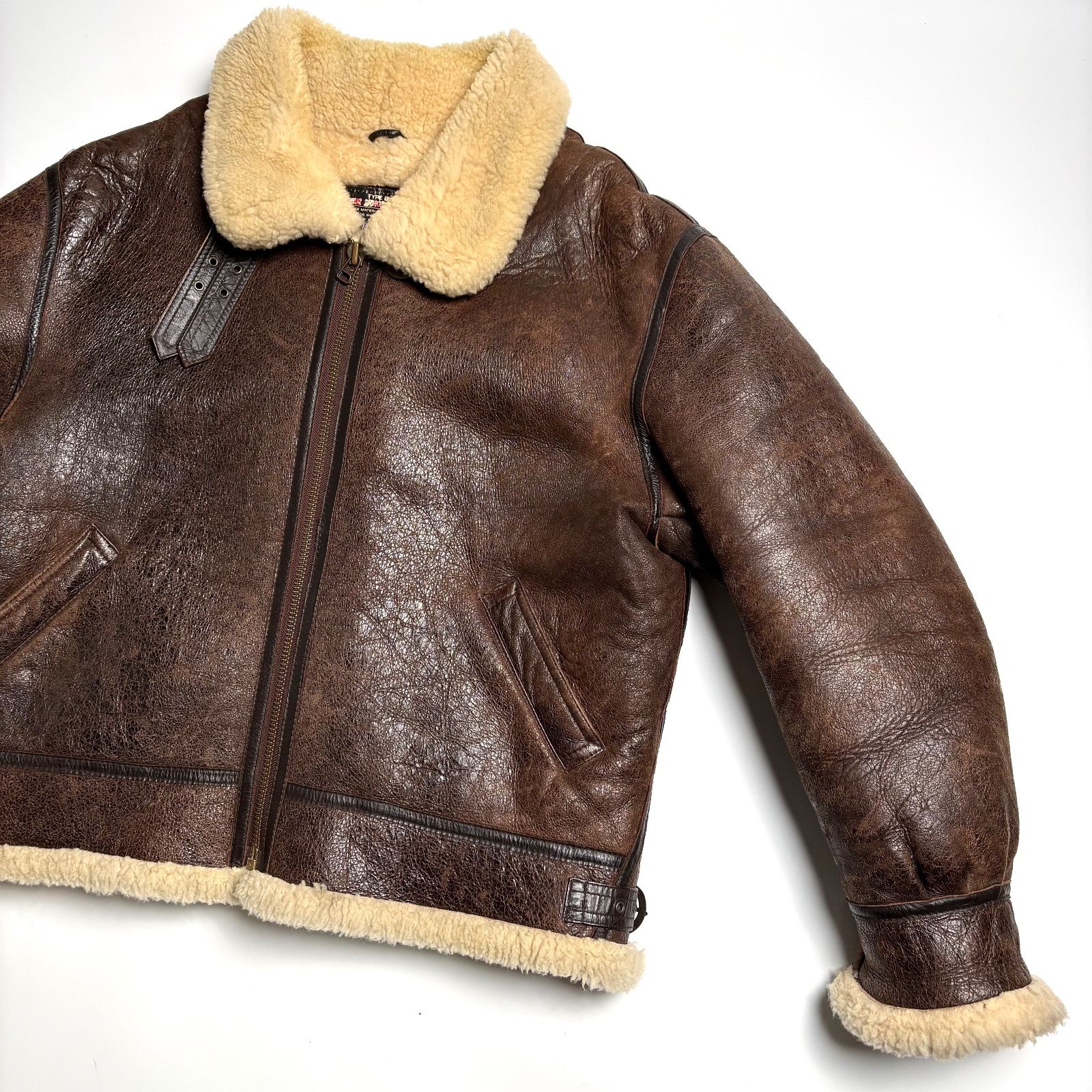 羊革】WIND ARMOR レザージャケット 茶 3L ムートンジャケット B-3