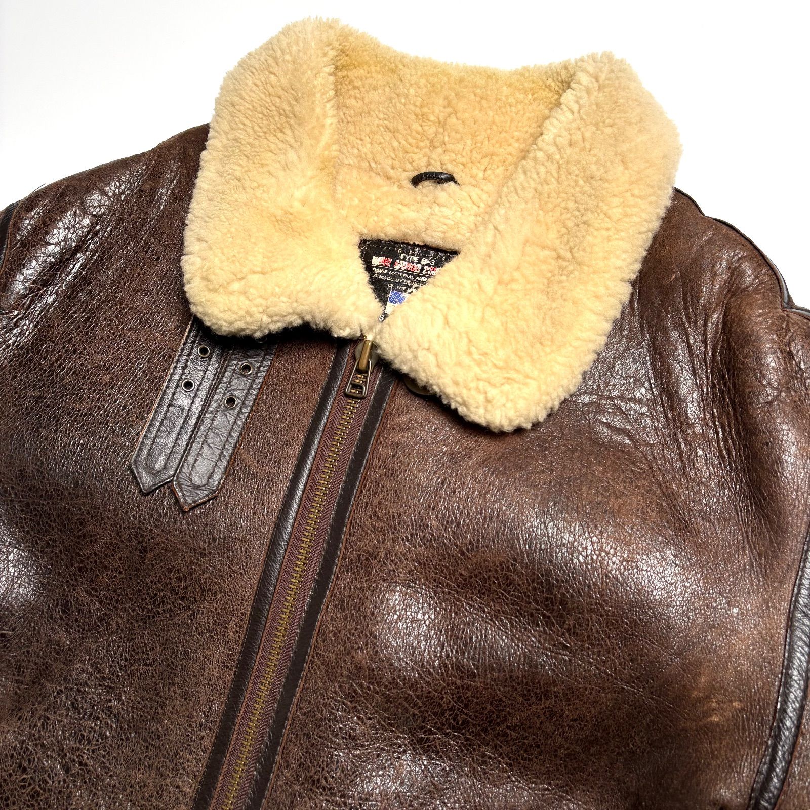 羊革】WIND ARMOR レザージャケット 茶 3L ムートンジャケット B-3