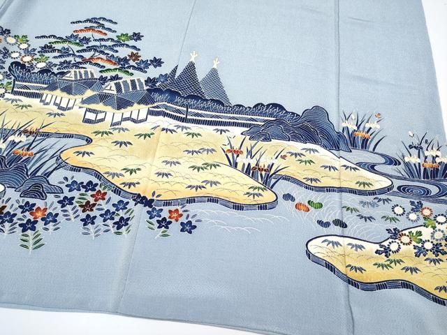  ● 上 浦野理一 金彩友禅 色留袖 茶屋辻 鬼しぼ縮緬 金彩 秘色色地 s 6 色留袖 着物