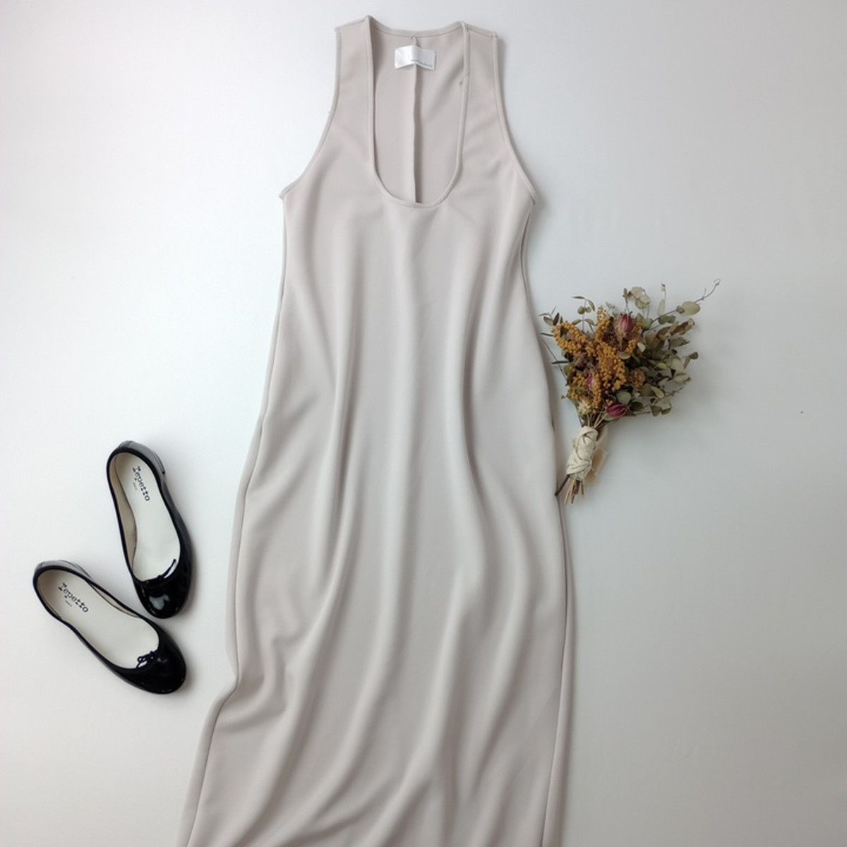 aere アエレ U-neck one-piece Uネックワンピース ロング ノースリーブ