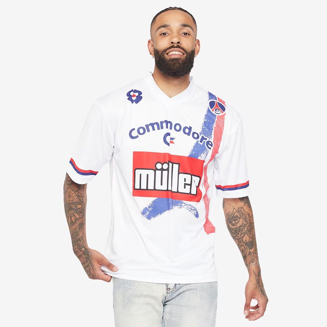 Score Draw レトロ PSG 1991 ホーム 半袖 ユニフォーム 青 赤