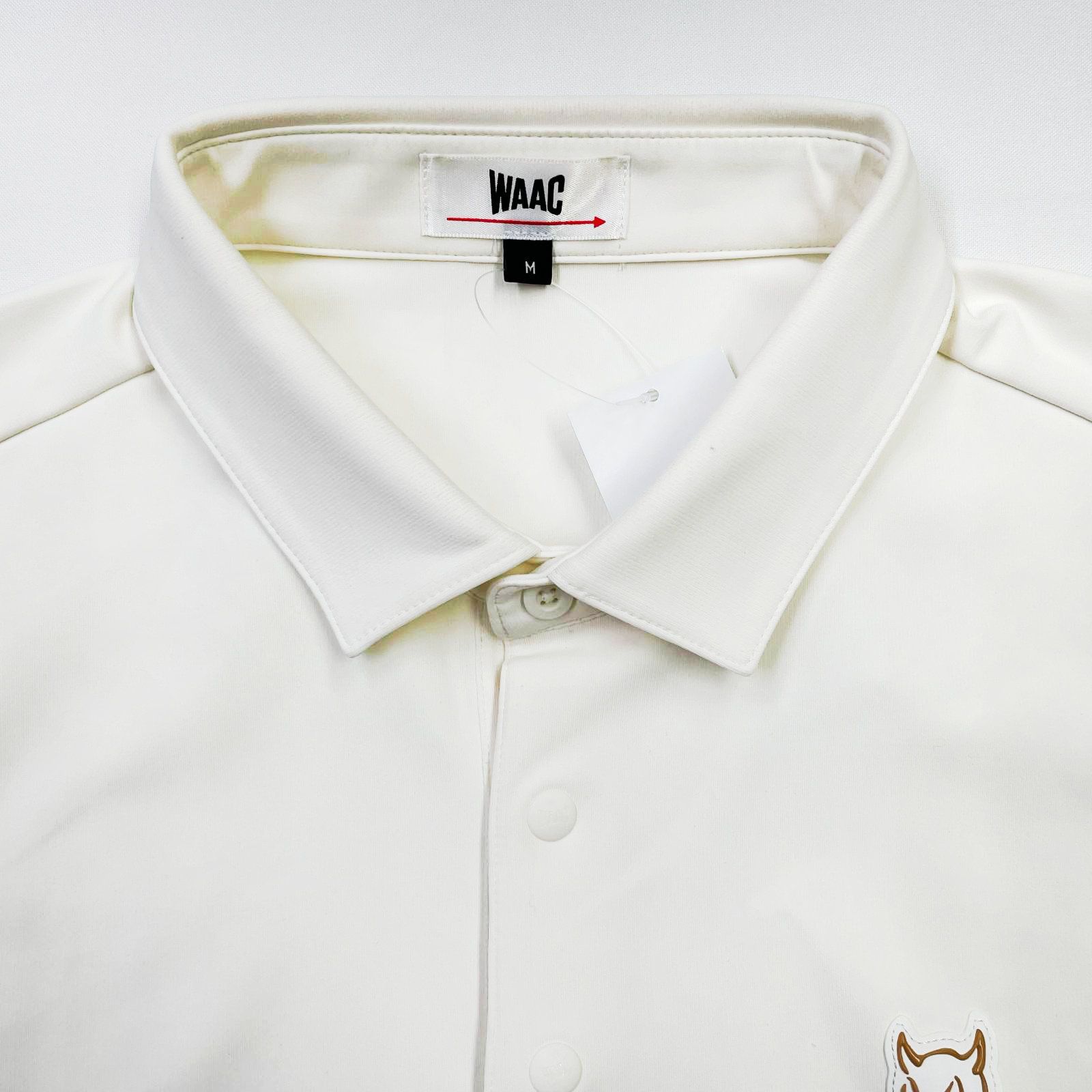 メンズ ワック WAAC 長袖ポロシャツ M 白 ホワイト シンプル ストレッチ