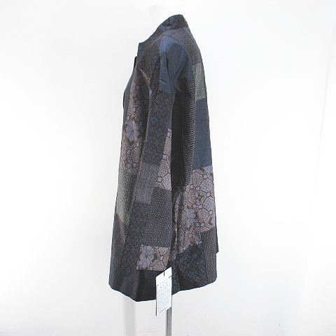 飛天 あいびぶれ ロングコート 薄手 絹 シルク FREE 紺系 ネイビー