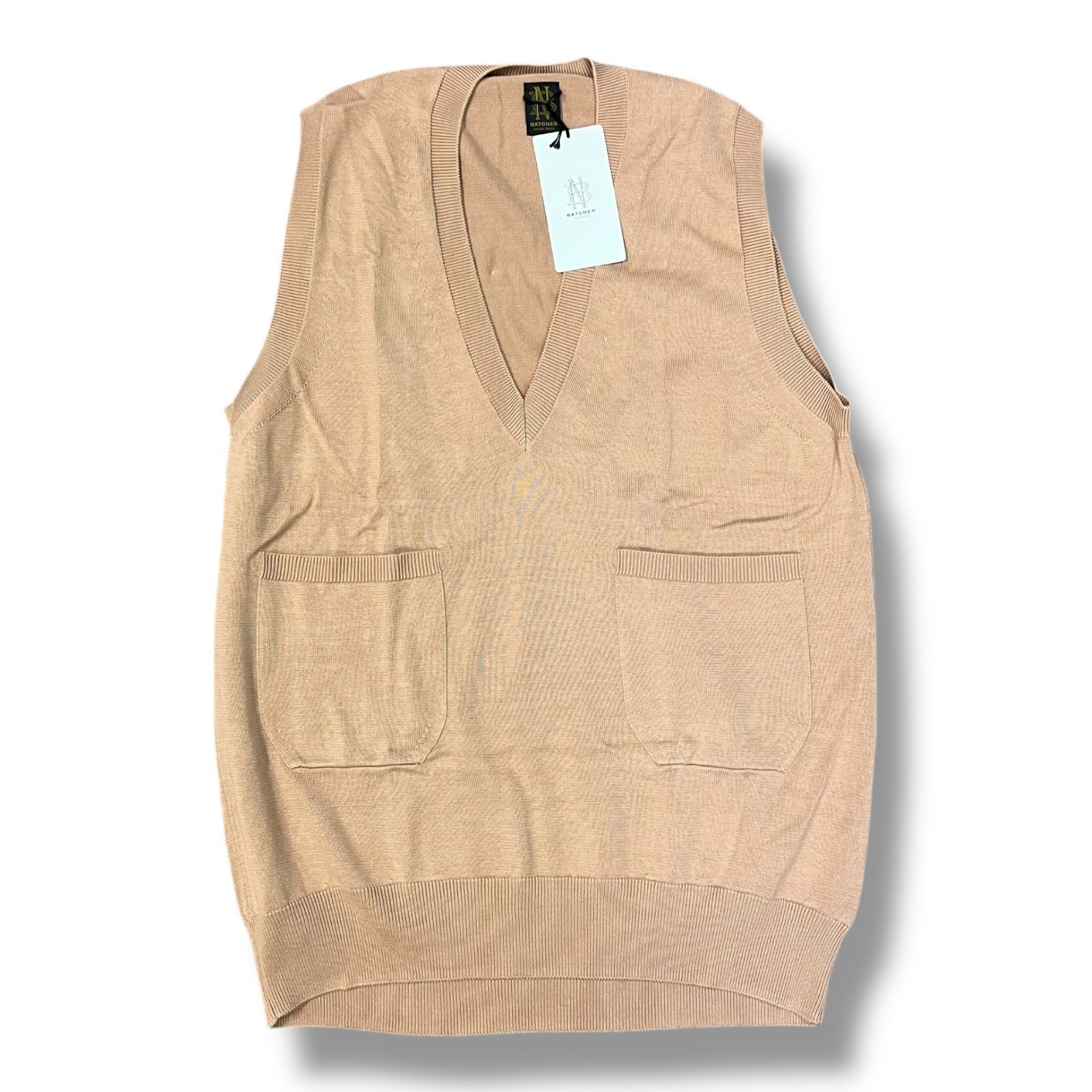 参考上代26400円 BATONER 23 SS Cotton knit Vest コットンニットベスト ジレ バトナー BN-23 SL-012 ピンク 1 1048 A