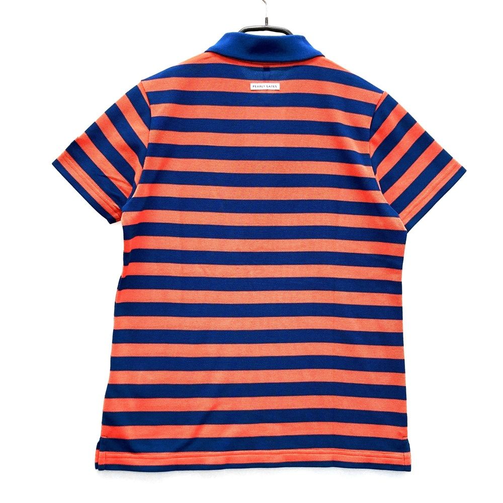 サイズ 1 PEARLY GATES パーリーゲイツ 055-2260706 半袖ポロシャツ ワッペン ボーダー柄 オレンジ系 ゴルフウェア レディース ストスト