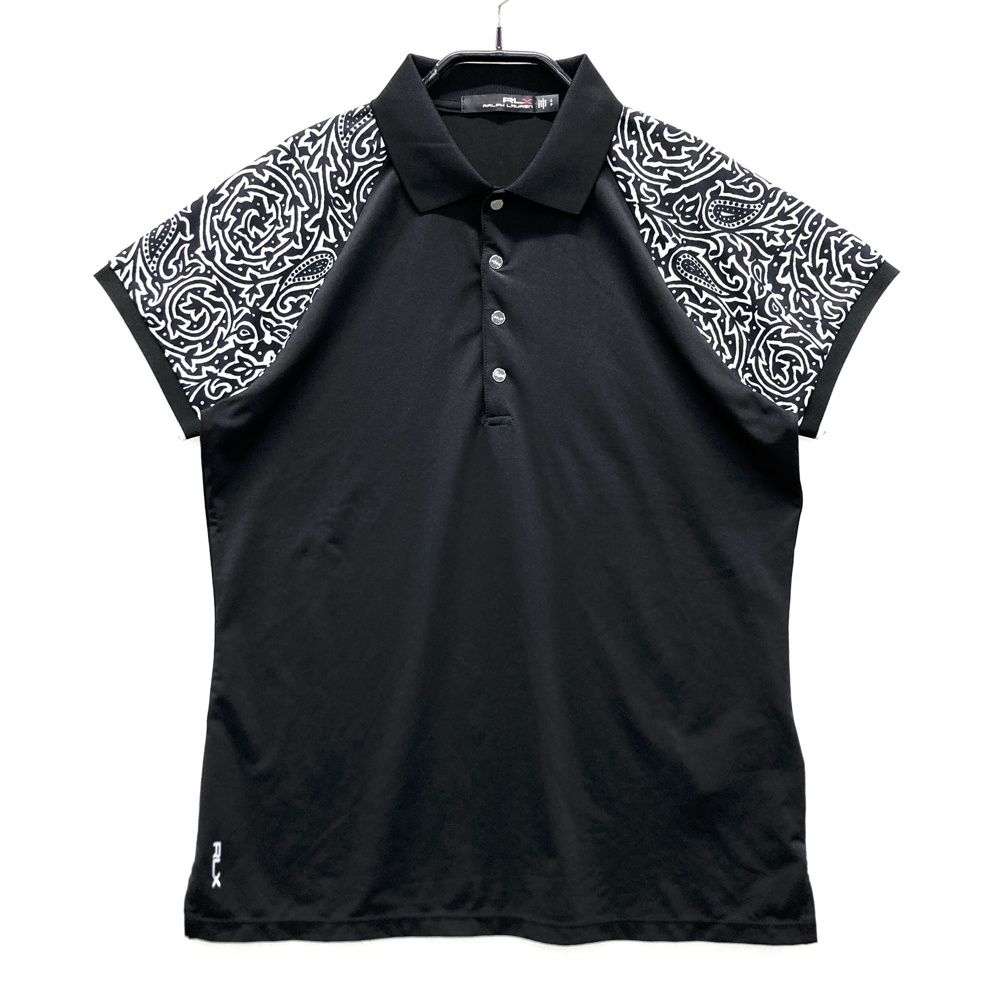 美品✨RLXラルフローレン 総柄 ゴルフ 半袖ポロシャツ 機能性 速乾 バイク柄 サイズ：S.P RLX ラルフローレン 半袖ポロシャツ 総柄 ブラック系