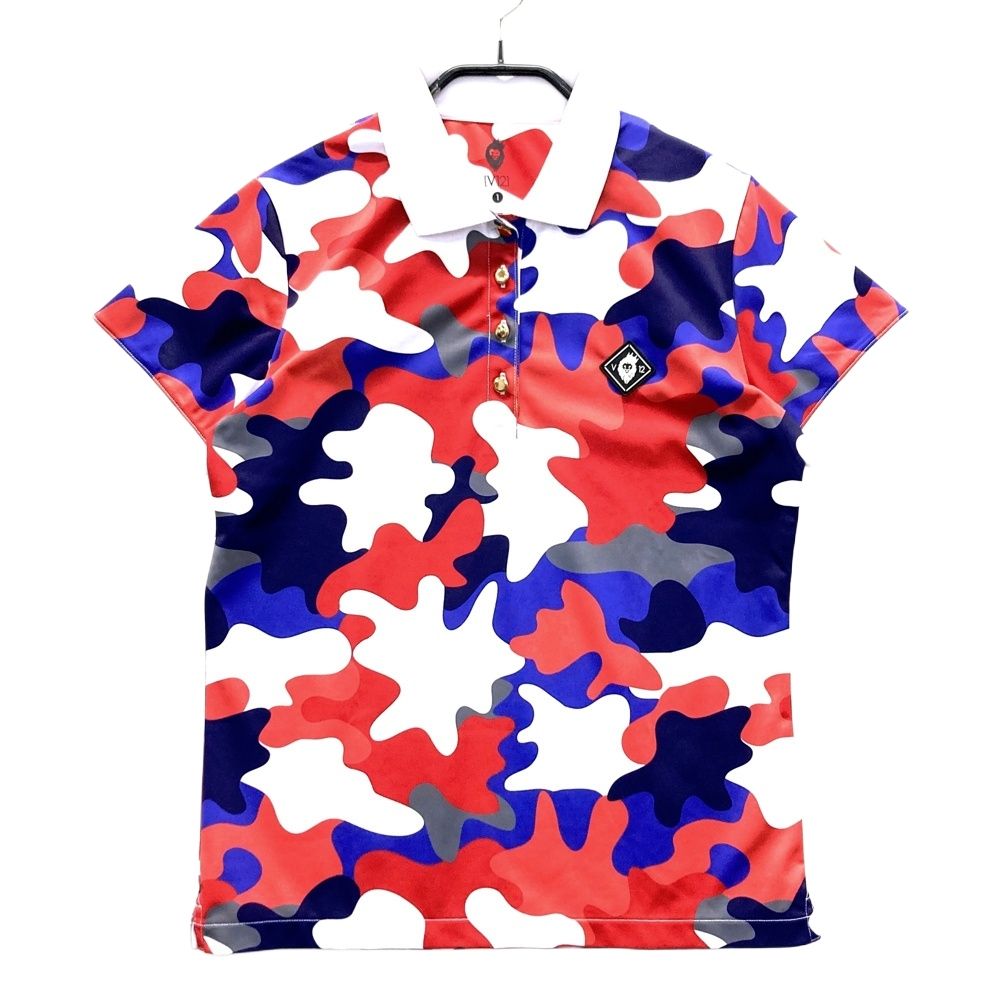 サイズ 1 V 12 ヴィトゥエルヴ 半袖ポロシャツ カモフラ柄 レッド系 ゴルフウェア レディース ストスト