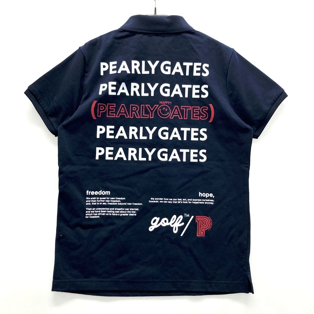 サイズ 1 PEARLY GATES パーリーゲイツ 半袖ポロシャツ ニコちゃん ネイビー系 ゴルフウェア レディース ストスト