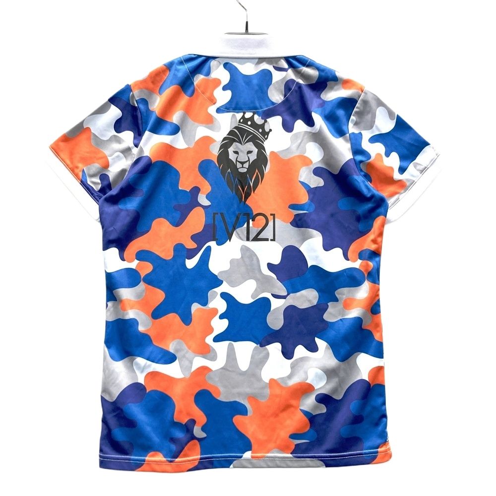 サイズ：2 V12 ヴィトゥエルヴ 半袖ポロシャツ カモフラ柄 ネイビー系