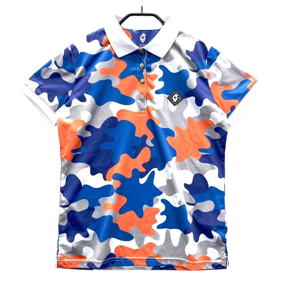 サイズ：2 V12 ヴィトゥエルヴ 半袖ポロシャツ カモフラ柄 ネイビー系