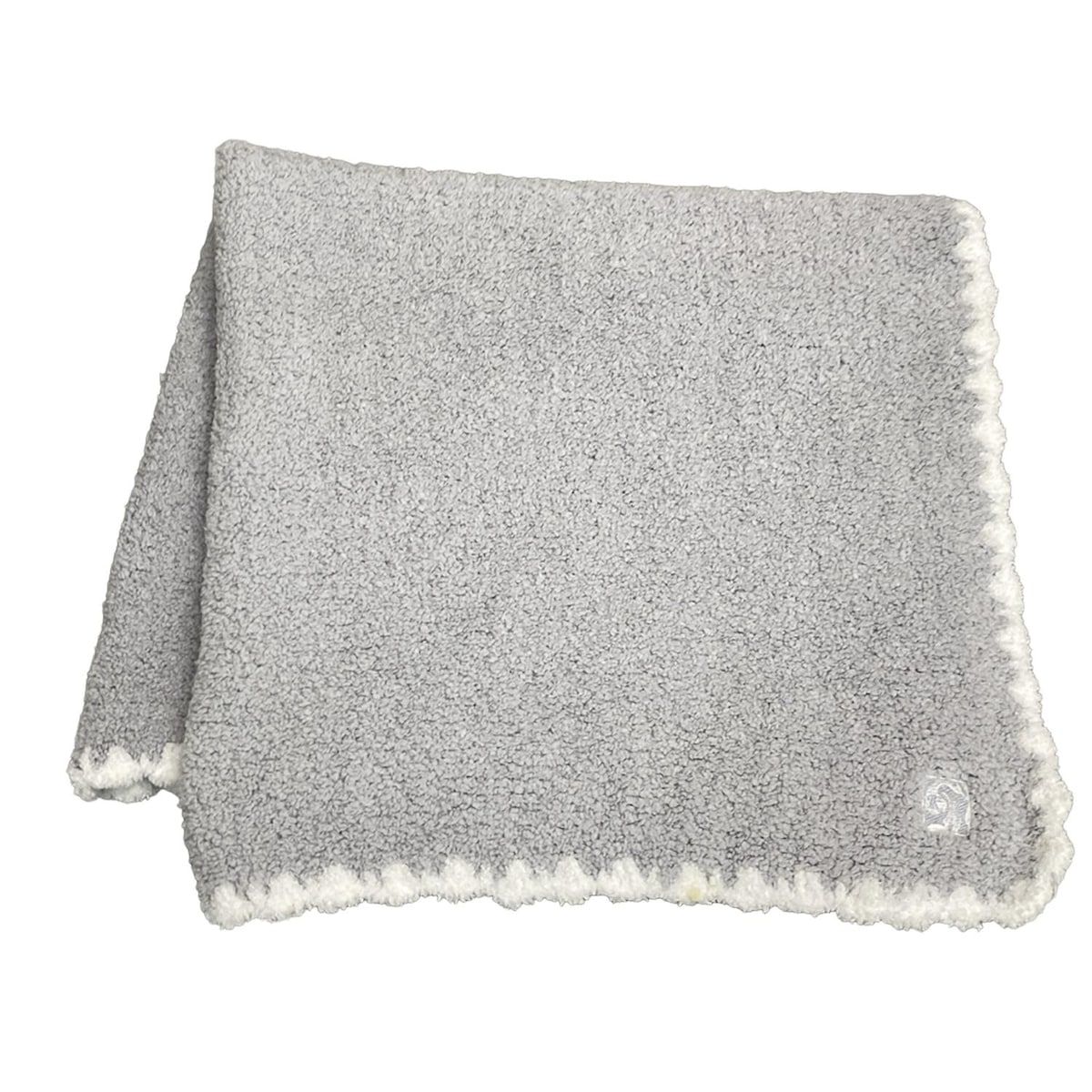 KASHWERE カシウエア ブランケット - ライトグレー×白 刺繍