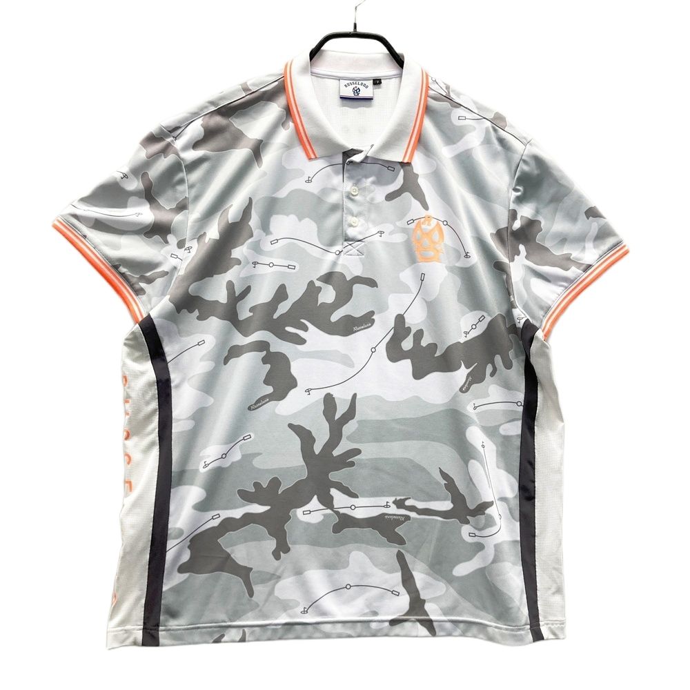 サイズ 7 ラッセルノ 半袖ポロシャツ ルチャ カモフラ 総柄 グレー系 ゴルフウェア メンズ ストスト