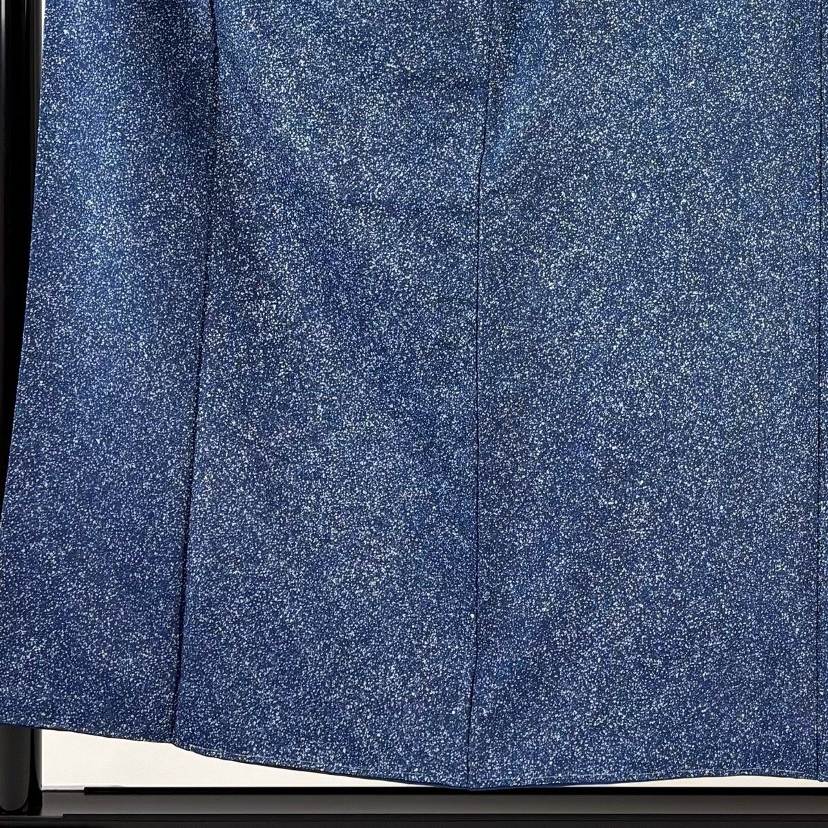 美品】 小紋 身丈156.5cm 裄丈62.5cm S 袷 幾何学模様 藍色 正絹 優品
