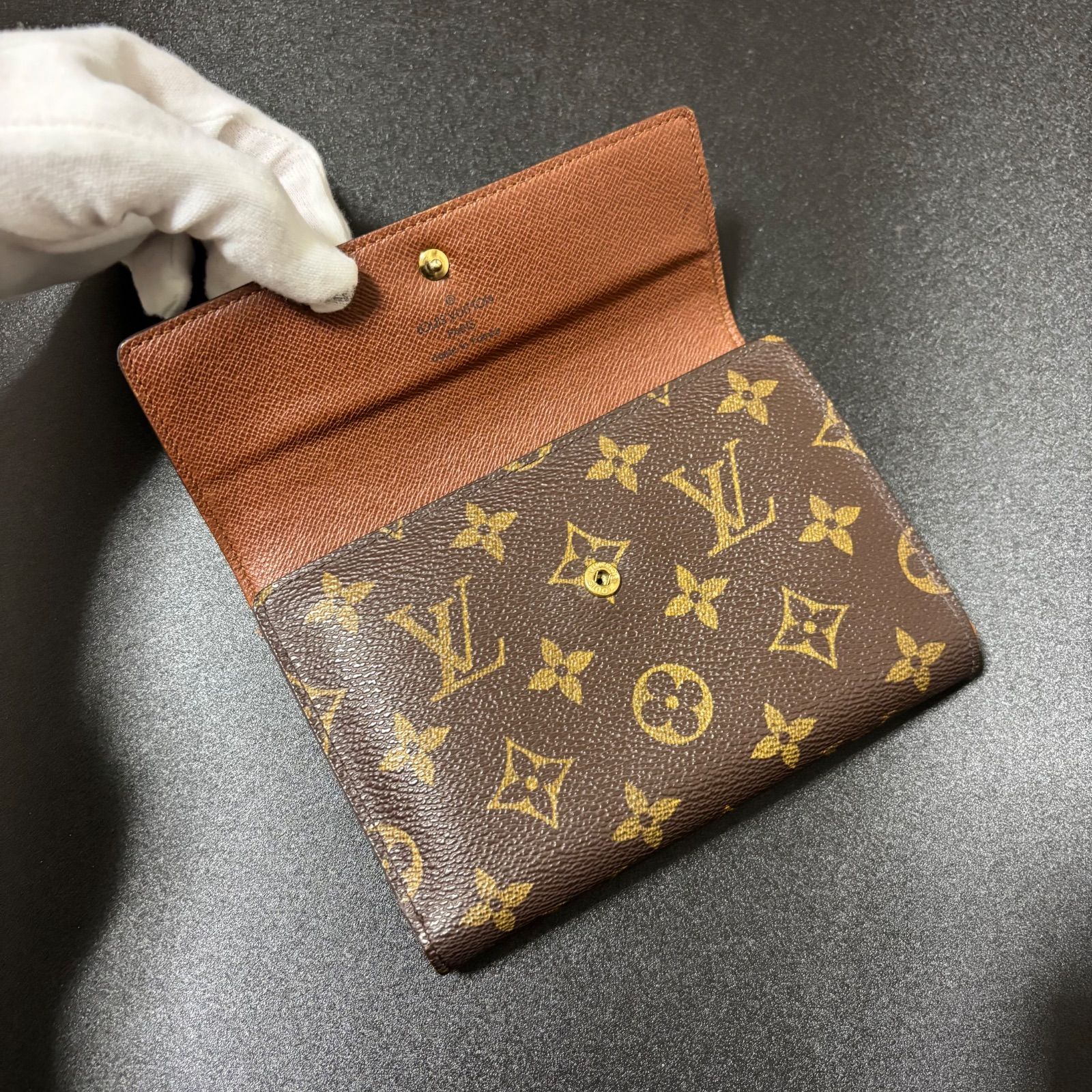 t77 ポルト トレゾール エテュイ パピエ モノグラム 3つ 三つ 折り