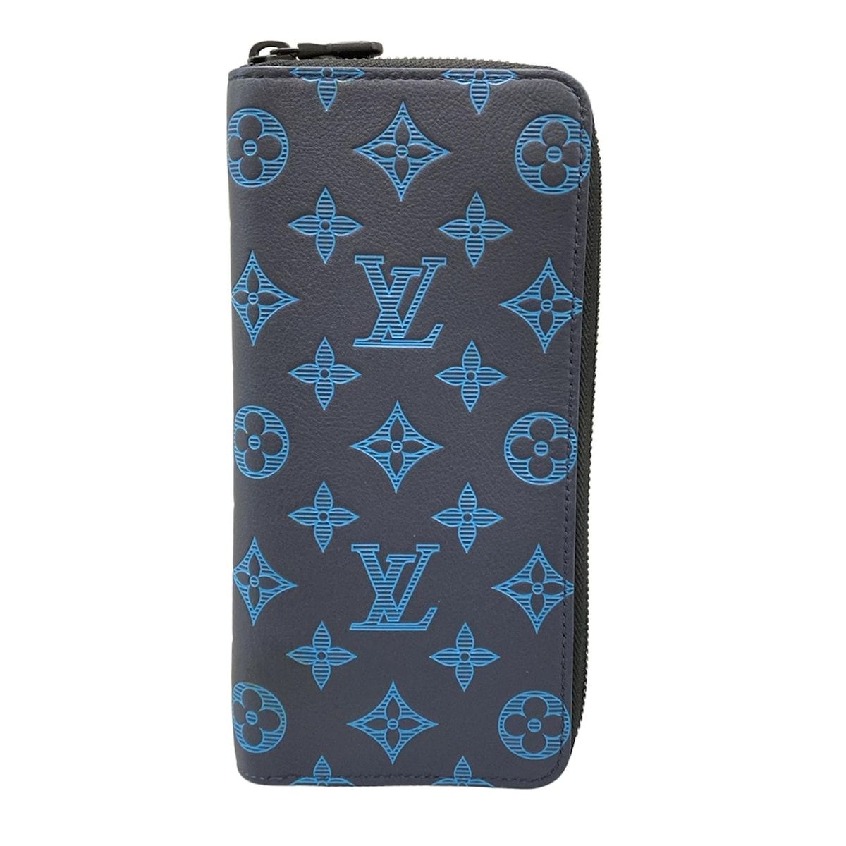 LOUIS VUITTON ルイヴィトン 長財布 モノグラム シャドウ ジッピーウォレットヴェルティカル M 82322 ブルーネイビーリバー レザー 牛革