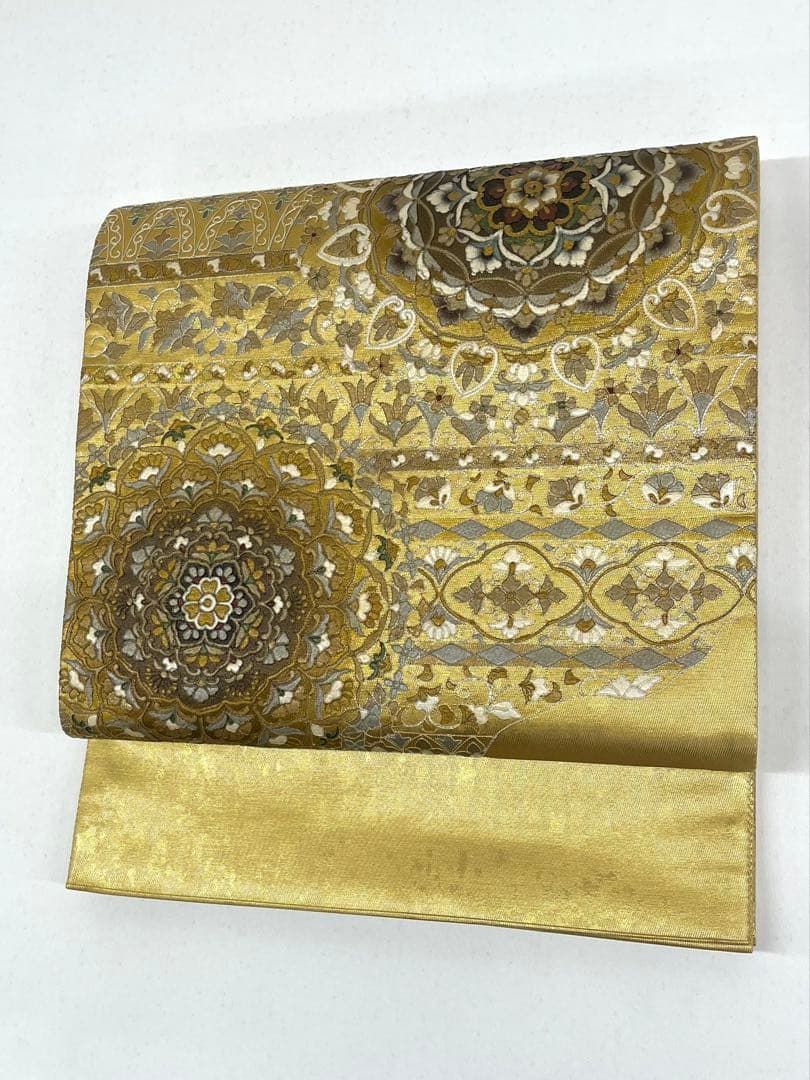 袋帯 刺繍 華紋 正絹 お太鼓柄 ガード加工済 D205 - メルカリ