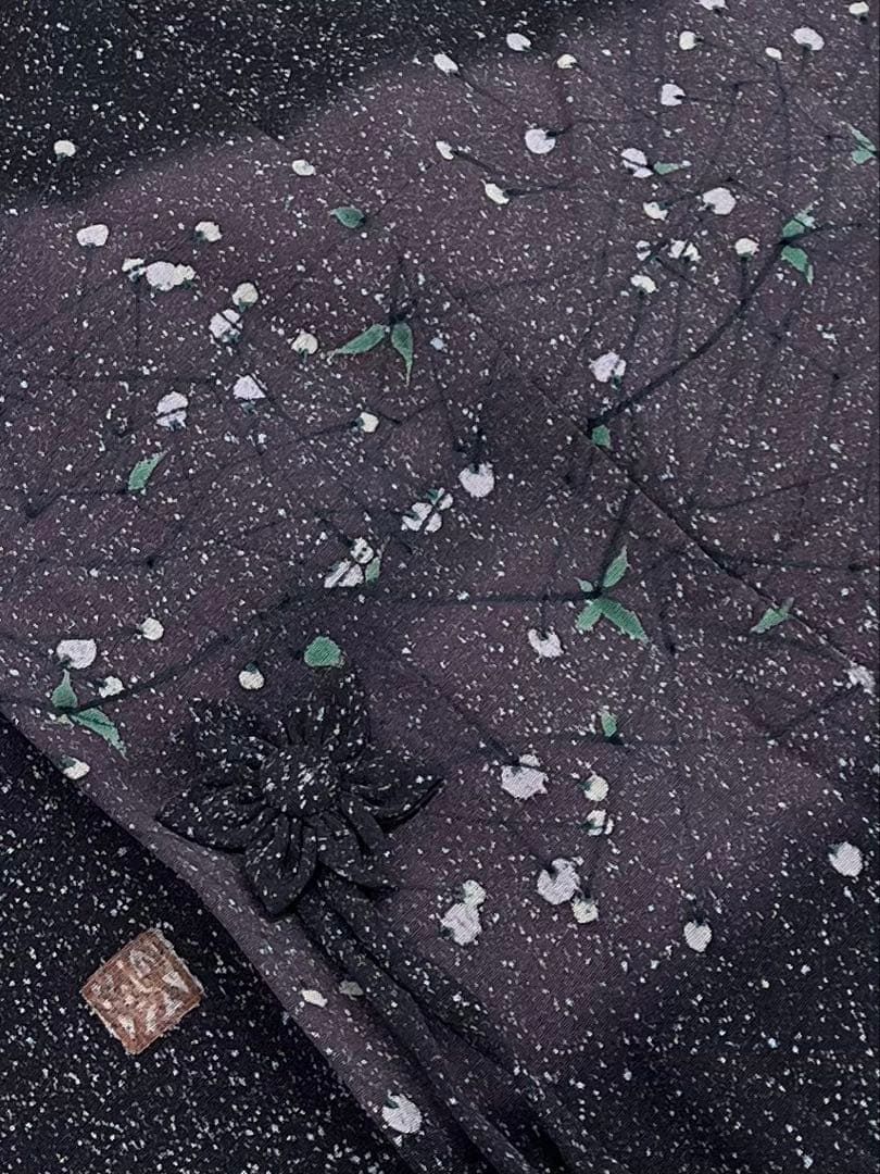 道中着 広衿 落款入 正絹 躾糸付き A 105