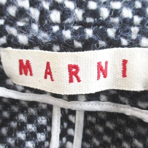 マルニ MARNI ステンカラーコート ニットコート 比翼 38 黒系 ブラック