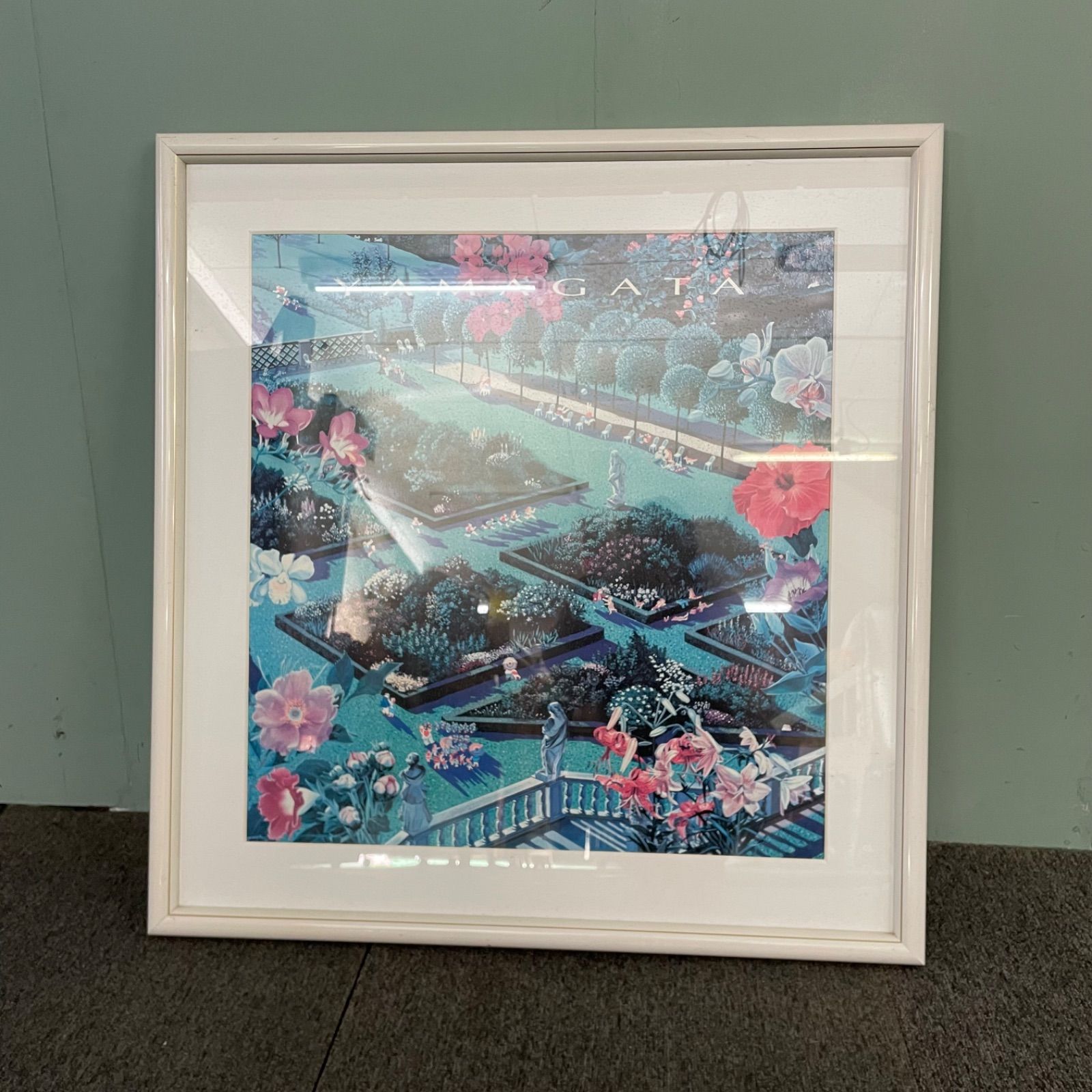 ♭ ヒロ・ヤマガタ 『スカルプチャーガーデン』 リトグラフ 大型 額縁