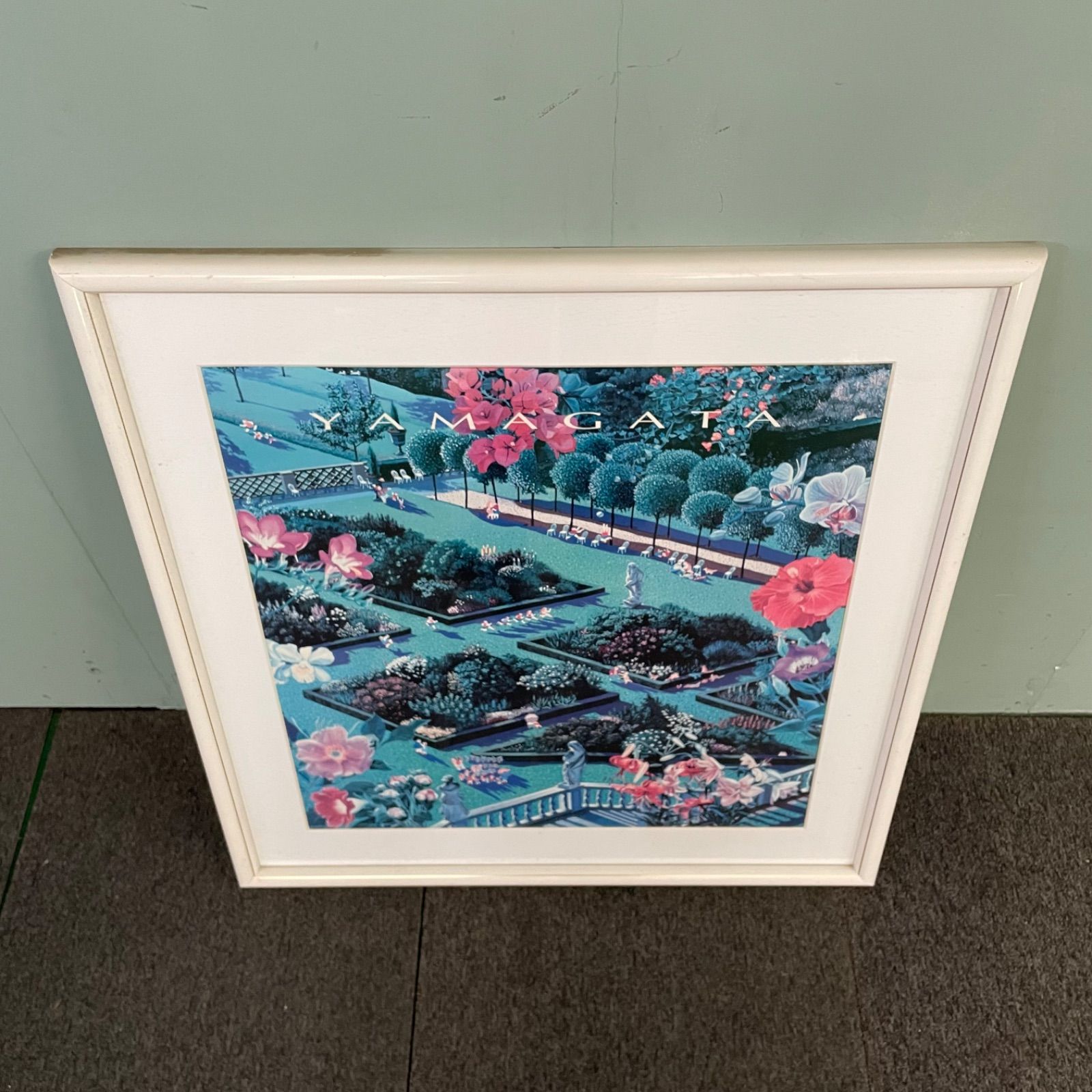 ♭ ヒロ・ヤマガタ 『スカルプチャーガーデン』 リトグラフ 大型 額縁