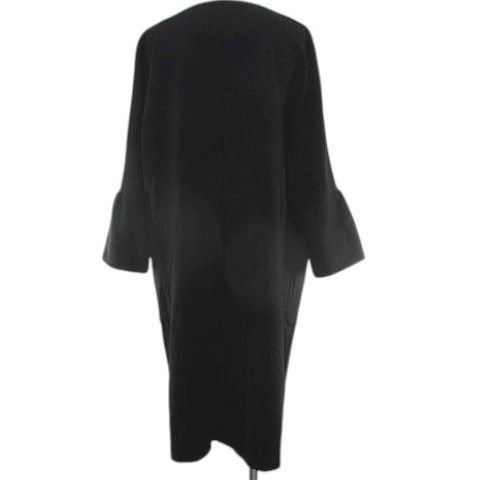【中古】インゲボルグ INGEBORG ノーカラーコート ロング丈 4 ブラック 無地 スナップボタン フレアスリーブ 裏地 インゲボルグ INGEBORG ノーカラーコート ロング丈 4 黒系 ブラック