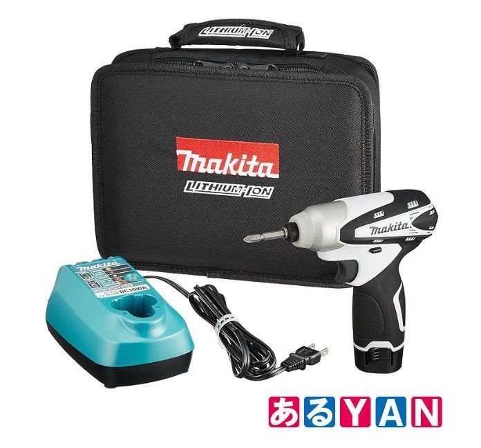 マキタ Makita 充電式インパクトドライバ 10.8 V 小型 白 本体付属バッテリー 搭載モデル