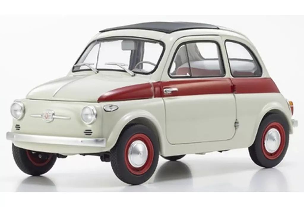 ミニカー 1 18 フィアット ヌォーバ 500 スポーツ ライトグレー×レッドライン