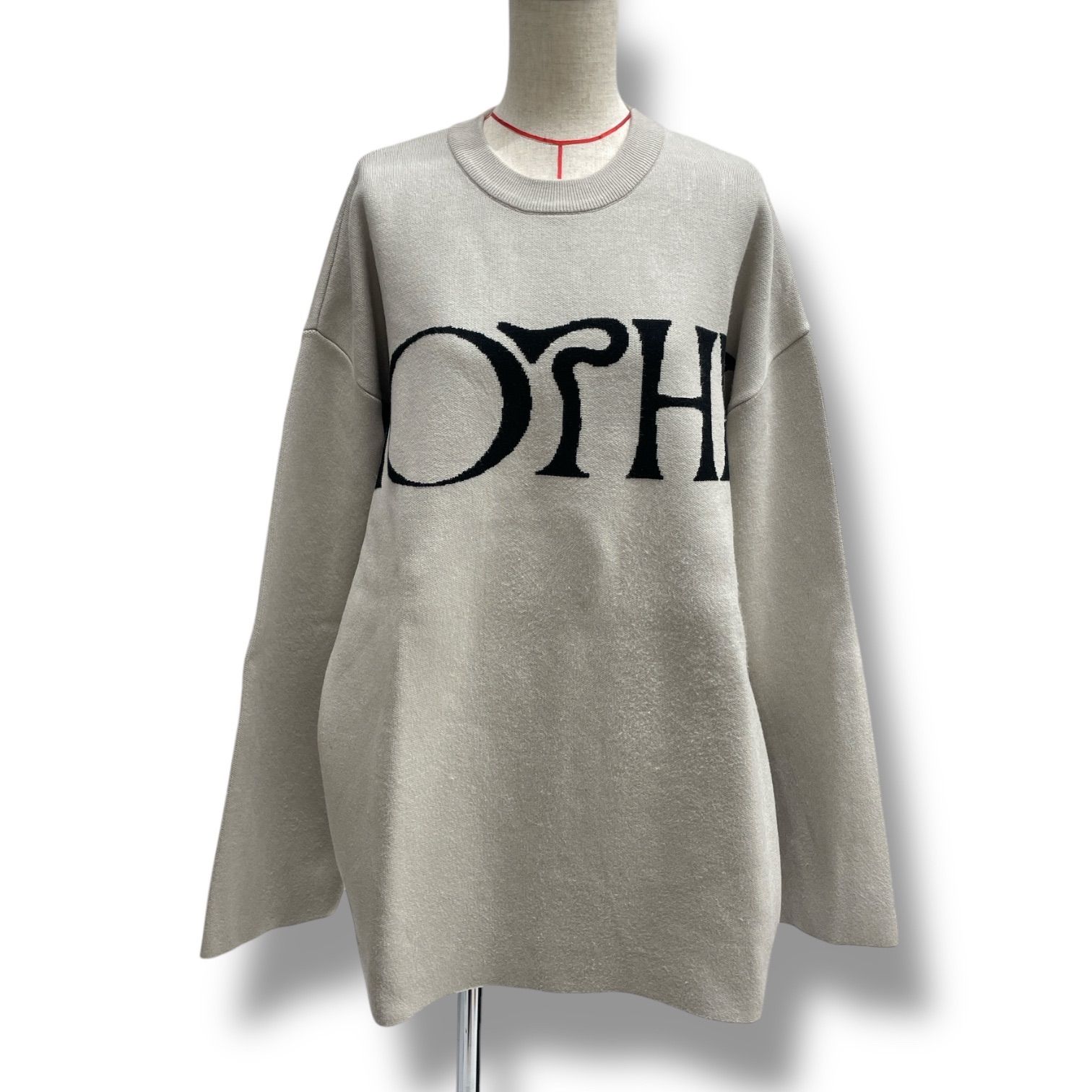 MOTHER LOGO OVER KNIT nouniess achieve ニット セーター トップス オーバーサイズ ゆったり ロゴ グレージュ サイズ2 レディース 秋 冬 ゴーゴー古着 4 No 1383