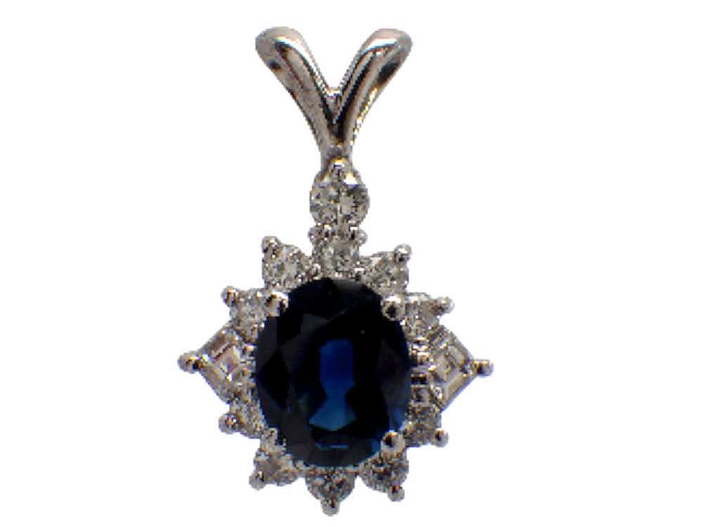 サファイア ダイヤモンド トップ Pt 900 2.95 g ソーティング付き Jewelry Sapphire 1.43 ct Dia 0.51 Top